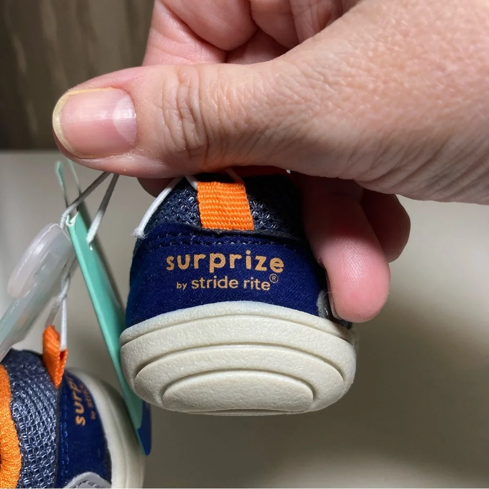 Surprize by Stride Rite Navy Rush Baby Boy 3M Brand New Blue Gray Orange